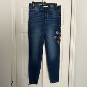 Knox Rose Dark Blue Skinny Jeans with Floral Embroidery